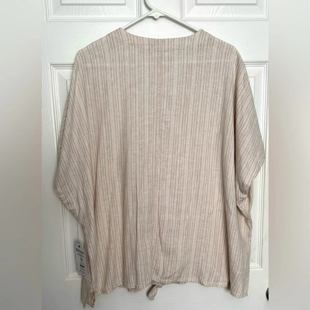 Tie Front Cap Sleeve Linen Top XXXL (22) NWT - Picture 2 of 13